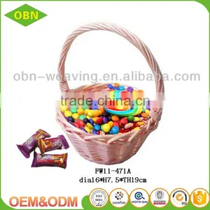 China Supplier Fashion Durable Lovely Girl Small Cheap Pink Decor Wicker Hanging Flower Basket for Wedding thumbnail-3