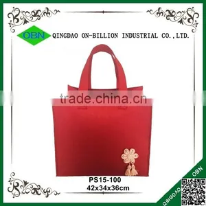 Large Collapsible Tote Cheap Red Handmade Felt Bag thumbnail-2