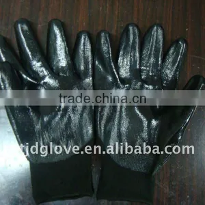 Welding Gloves . 13G Black Nylon With Black Nitirle Smooths Finish Coating Open Back Nitirle Working Safety Gloves thumbnail-1