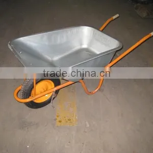 American Agriculture Concrete Building Wheel Barrow Galvanized Tray PU Wheel thumbnail-1