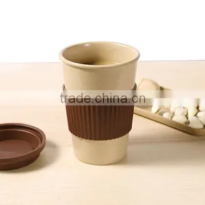 Organic Natural Rice Husk Mug and Cups With Silicone Lid+sleeve thumbnail-4