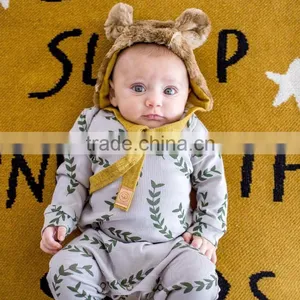Custom Leaf Print Romper One Pieces Cute Suit for Newborn Gift thumbnail-1