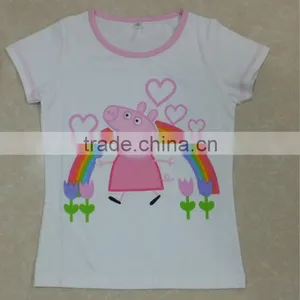 Children Pipa T-shirt , High Quality Combed Cotton Girls Short Sleeve Printed T-shirts thumbnail-1
