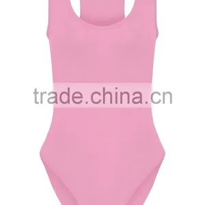 Light Pink Women Basic Bodysuit With Racer Back Bodybuilding Elastic Plain Jumpsuit thumbnail-4