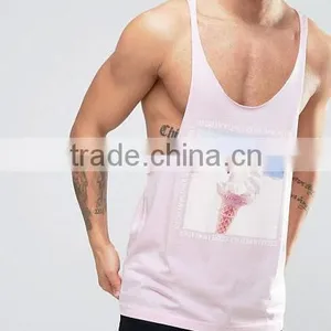 Custom Mens Overall Sublimation 100% Polyester Stringer Fitness Gym Singlets thumbnail-3