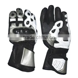 Silver Leather Motorcycle Racing Gloves thumbnail-1