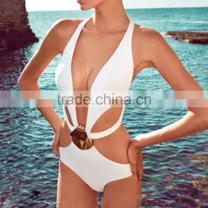 M888 Runwaylover 2016 Ladies Sexy White One Piece Bikini Swimwear thumbnail-1