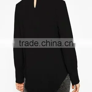 Runwaylover EY2376B Ladies 2017 Deep V-Neck Sexy Pure Color Blouse thumbnail-4