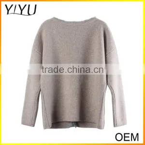 Wholesale 2016 Women Tailored Collar Long Sleeve Button Down Knit Cashmere Cardigan With Pocket thumbnail-2