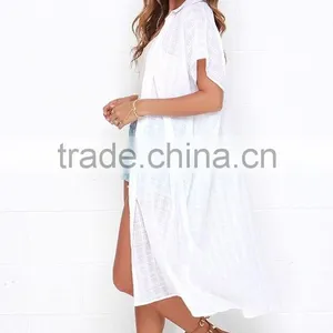 100% Cotton Unlined Collared Neck Dolman Sleeves Kimono thumbnail-4