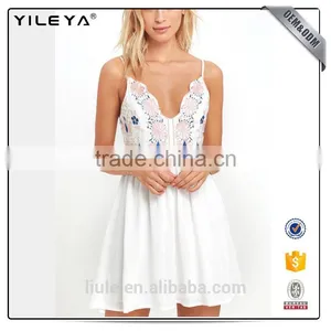 2017 Latest Slim Sleeveless Hard Work Jacquard Embroidered Dress Summer V Neck Dress thumbnail-1