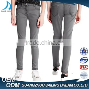 2017 New Arrival New Style Grey Color Skinny Girls Tight Jeans for Kids thumbnail-1