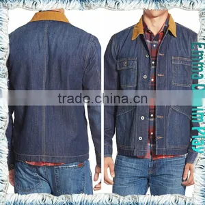 Fashion Dark Blue Male Suede Collar Short Denim Jacket thumbnail-4