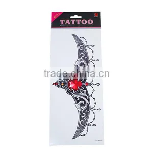 Paper Removable Waterproof Temporary Sternum Tattoo Sticker Body Art Red Filigree Pattern Temporary Tattoo Sticker thumbnail-1