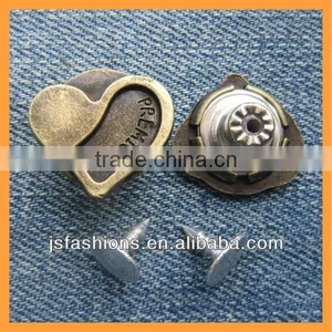 New Arrival Alloy Heart Jeans Buttons Manufactured in Wenzhou City China thumbnail-1