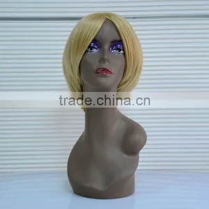 High Quality 2016 New Fashion Pink Wavy Short Bob Wig For Female Model thumbnail-1