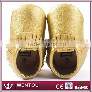 Wholesale Gold Leather Baby Moccasins thumbnail-1
