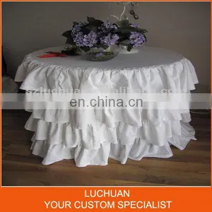 Fancy Product Tiered White Steps In Table Skirt For Wedding Decorative thumbnail-3