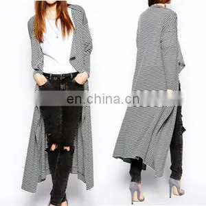 High Fashion Ladies Longline Blazer in Stripe Long Coat (NTF04141) thumbnail-1