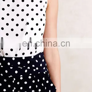 Factory Price Plain Cotton Pokka Dot White Sleeveless Women Shirt thumbnail-2
