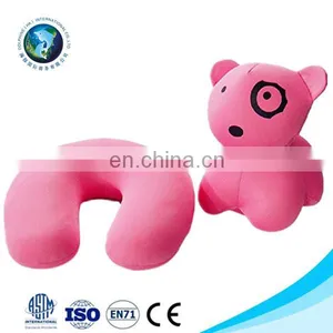 Microbeads Spandex Reversible U Shape Neck Pillow Case Fashion Cartoon Soft Plush Pink Dog Toy 2 in 1 Travel Neck Rest Pillow thumbnail-1