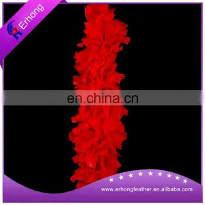 Red Pure Color Turkey Feather Boa thumbnail-1