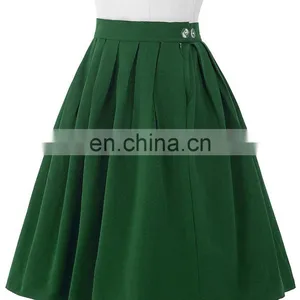 Belle Poque Women Midi Dark Green Retro Vintage Skirts BP000154-4 thumbnail-3