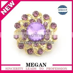 Vintage Golden Metal Colourful Crystal Button for Hair Accessories thumbnail-4
