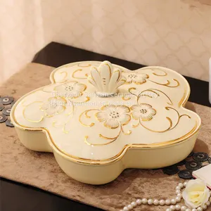 2018 Ceramic Golden Unique Design Luxury Round Shape Ashtray for Smooking Used thumbnail-5