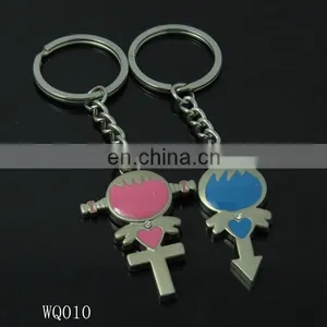 Hot Selling Creative Pink And Blue Hourglass Couple Key Ring For Wedding thumbnail-2