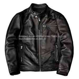 2021NEW FASHION WASHED MEN'S GENUINE COWSKIN LEATHER JACKET FACTORY HOT SALE thumbnail-1