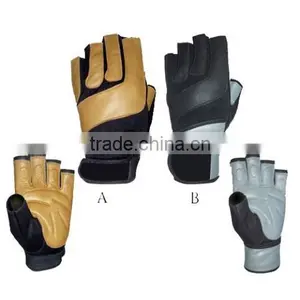 Weightlifting Fitness Training Fancy Brown Black Leather Gloves - Men / Women thumbnail-1