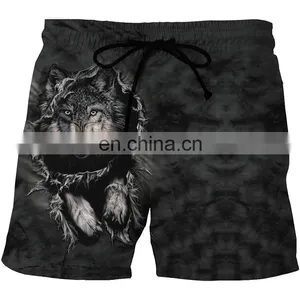 Wholesale Lion Printing Men Summer Beach Swim Shorts With Drawstring thumbnail-3