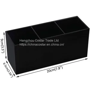 3 Slot Acrylic Cosmetics Brushes Storage Box Clear Makeup Brush Holder Organizer thumbnail-5
