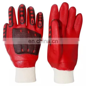 Red Nitrile Full Coated Knitted Wrist Anti Oil Anti-Impact Safety Heavy Duty Oil And Gas Gloves For Work thumbnail-1