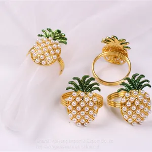 Gold Pineapple Napkin Rings Holder for Wedding Birthday Christmas Holiday Family Gathering Banquet thumbnail-3