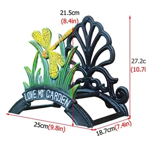 Cast Iron Hose Holder Water Pipe Rack Stand Color Painted Dragonflies Pattern Villa/Porch/Lawn Fence Decor thumbnail-2