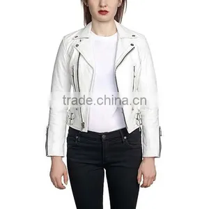 Classic British Style Womens Leather Motorcycle Jacket thumbnail-4