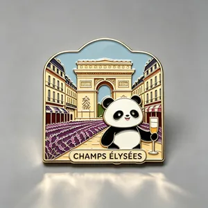 Paris France Panda Hard Enamel Lapel Pin Custom Logo Tourist Souvenir Metal Pin thumbnail-5