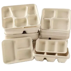 15oz Disposable Bagasse Tableware Bowl With Lid Stackable for Meal Prep thumbnail-2