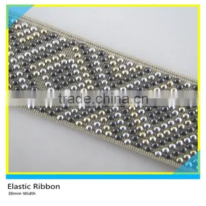 Elastic Dome Studs Ribbon Sew on Technics 3mm/50mm Width Aluminum Studs thumbnail-1