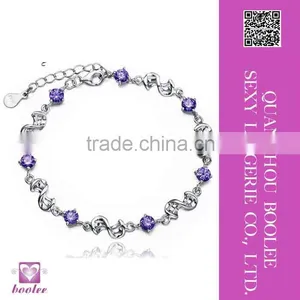 Unique Design Wholesale Sterling Silver Purple Bracelet thumbnail-1
