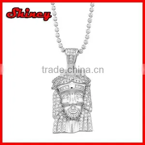 2015 New Design Bling Iced Out 925 Sterling Silver Jesus Necklace thumbnail-1