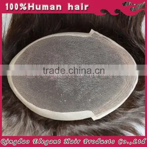 2015 Qingdao Hairpiece Factory Unprocessed Quality Virgin Human Hair Bleached Knots Men Toupee thumbnail-6