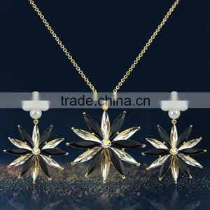 Hot Cheap Wholesale Manufacturers,Gold Jewellery Hot Sale Flower Necklace/Earrings thumbnail-2