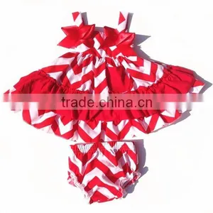 2015 New Arrival Baby Swing Top Set Red Chervon Ruffle Swing Top China Factory Cheap Kids Clothing Wholesale thumbnail-1