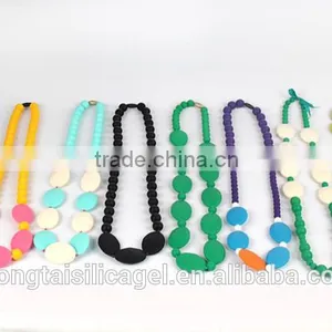 Silicone Chewable Necklace Wholesale/Food-safe Baby Enjoy Bead Necklace thumbnail-3