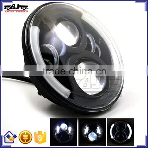 Ultra Bright Waterproof Round 7" HID LED Projector Head Light for Motorcycle Harley Davidson thumbnail-1