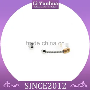 Stainless Steel Wire Bangle Round Bracelet With Beads thumbnail-1