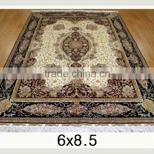 Luxury Carpet Natural Colour Hand Knotted Handmade Persian Silk Rug Persian Handmade Silk Carpet thumbnail-1